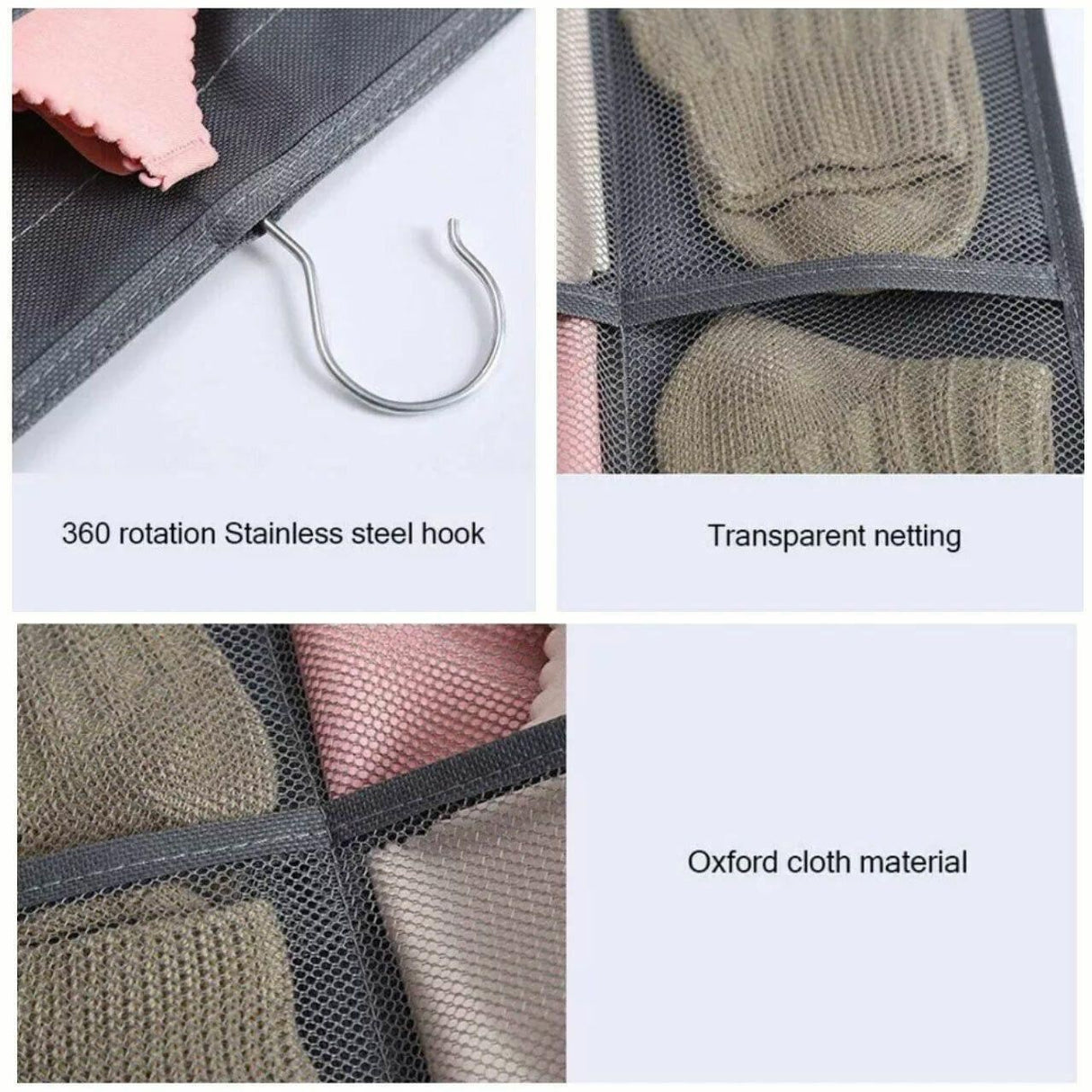 24 Grids Double-Sided Hanging Storage Bag 1PC 2Colours No-woven Fabric - Discount Packaging Warehouse