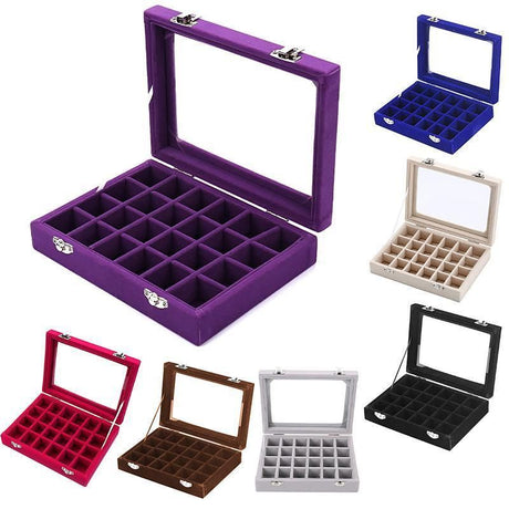 24 Grids Velvet Jewelry Box 1PC 7Colours 20x15x4.5cm - Discount Packaging Warehouse