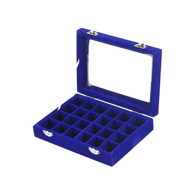 24 Grids Velvet Jewelry Box 1PC 7Colours 20x15x4.5cm - Discount Packaging Warehouse