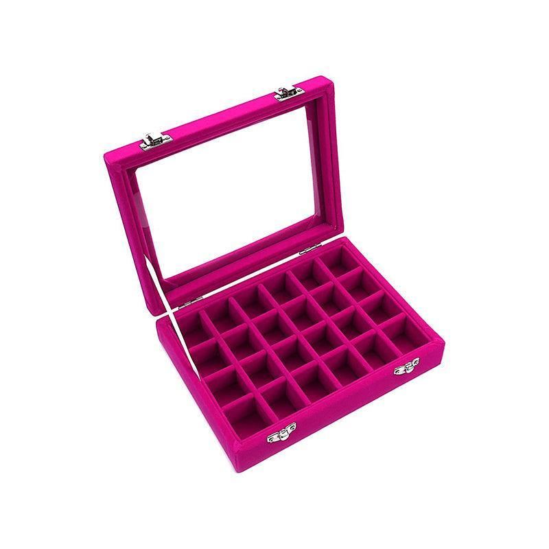 24 Grids Velvet Jewelry Box 1PC 7Colours 20x15x4.5cm - Discount Packaging Warehouse