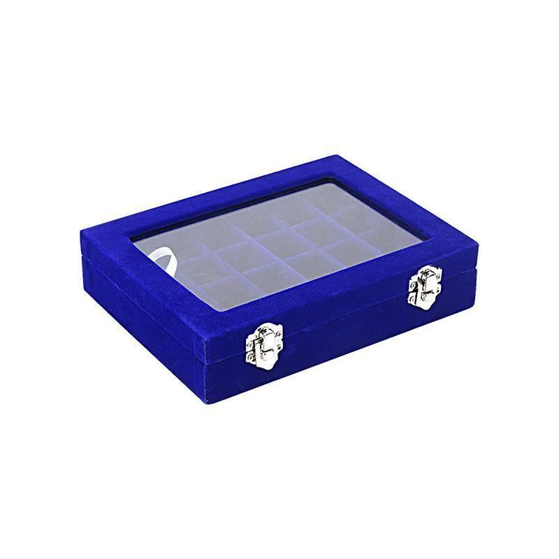 24 Grids Velvet Jewelry Box 1PC 7Colours 20x15x4.5cm - Discount Packaging Warehouse