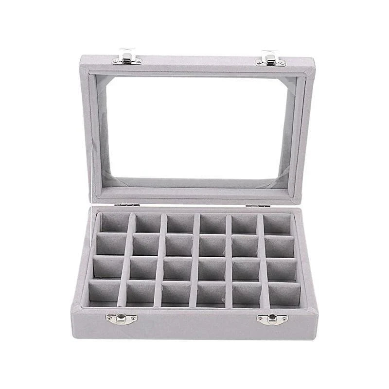 24 Grids Velvet Jewelry Box 1PC 7Colours 20x15x4.5cm - Discount Packaging Warehouse
