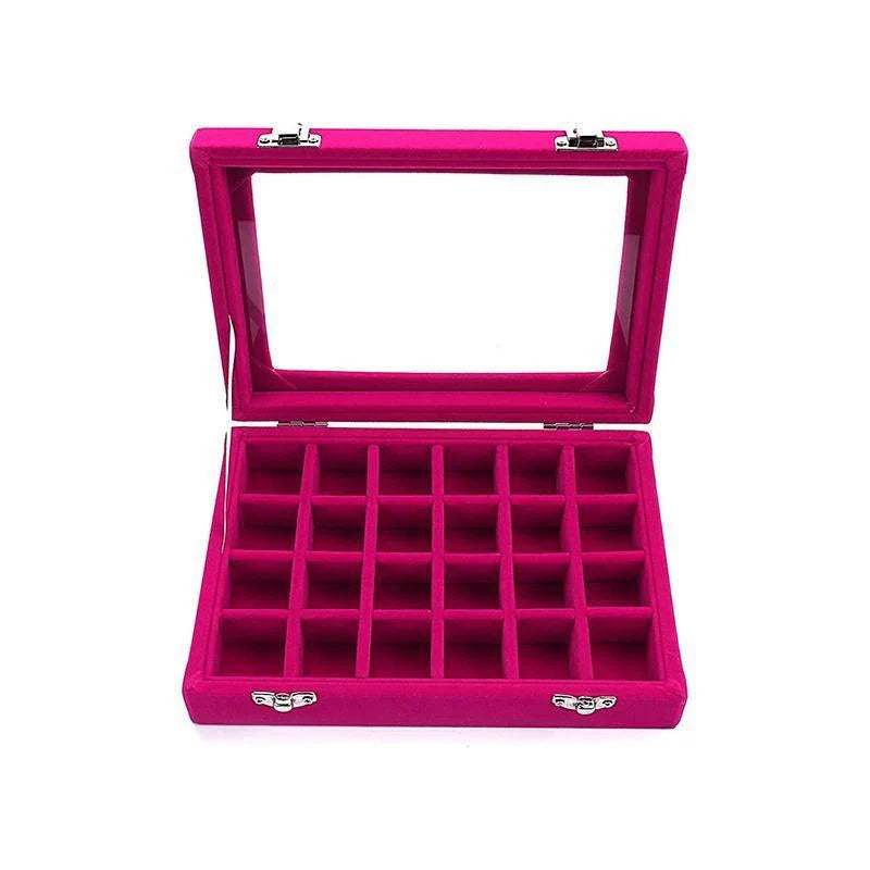 24 Grids Velvet Jewelry Box 1PC 7Colours 20x15x4.5cm - Discount Packaging Warehouse