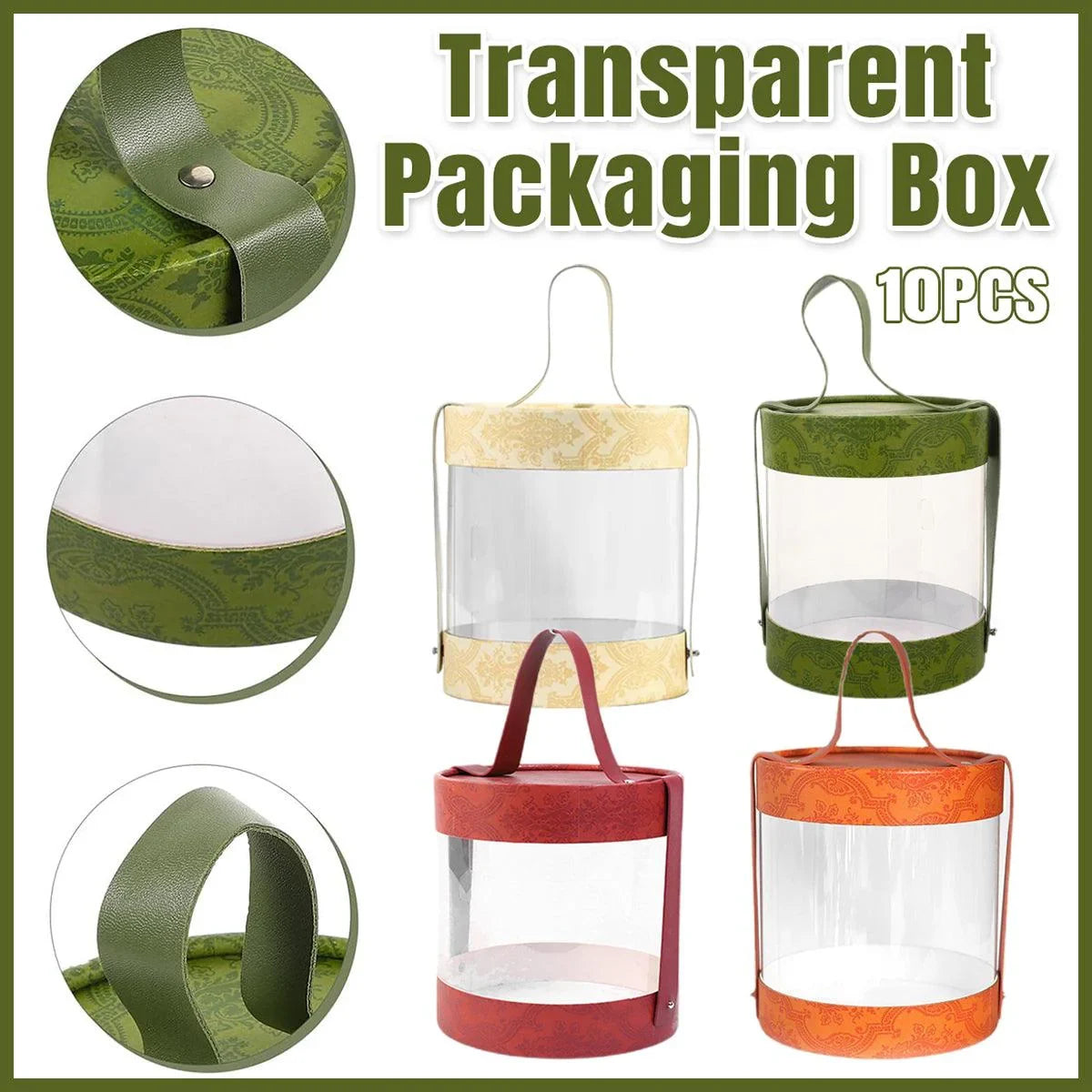 Transparent Bucket Cookie Boxes 10PCS