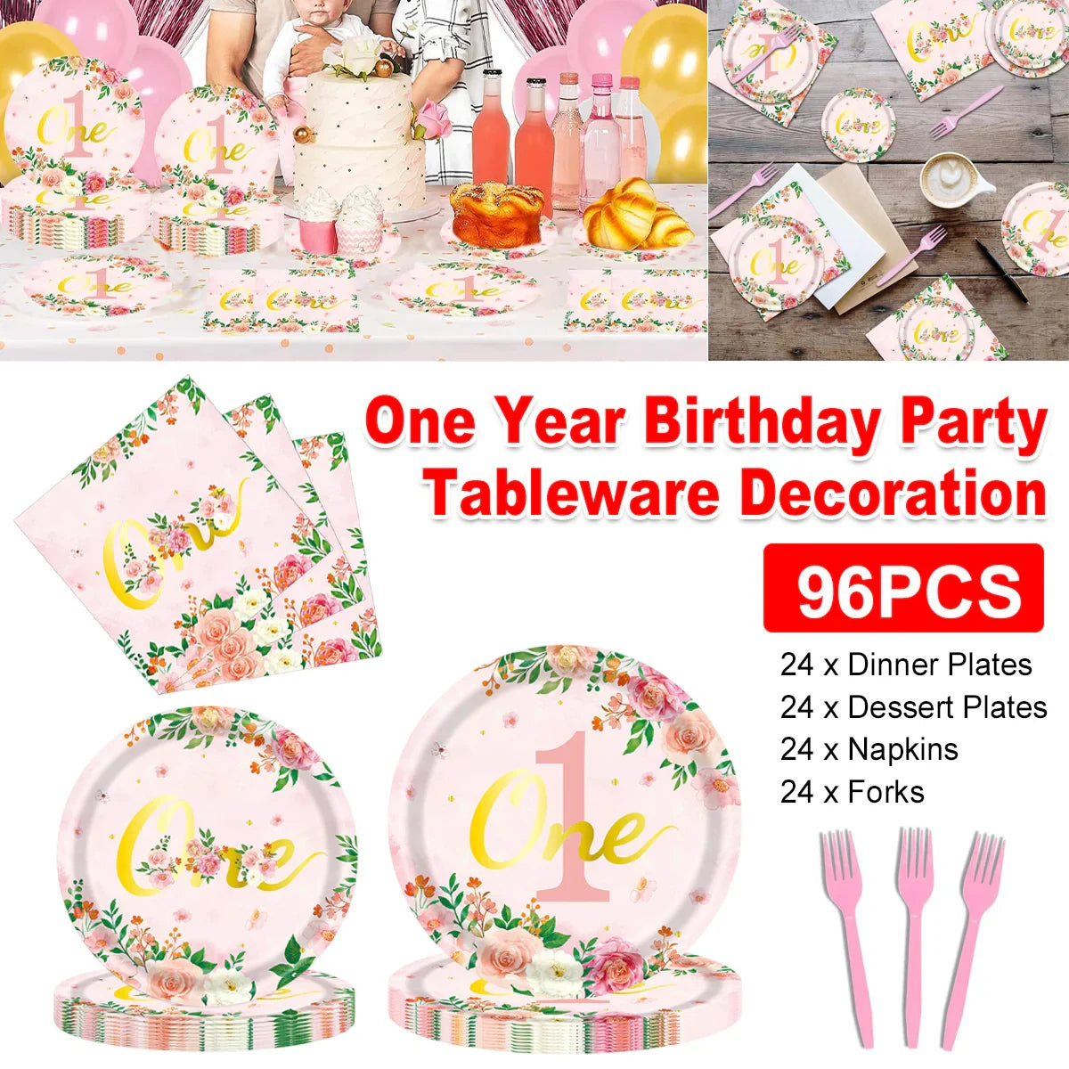1-year-old Birthday Party Paper Plate Tableware 1Set