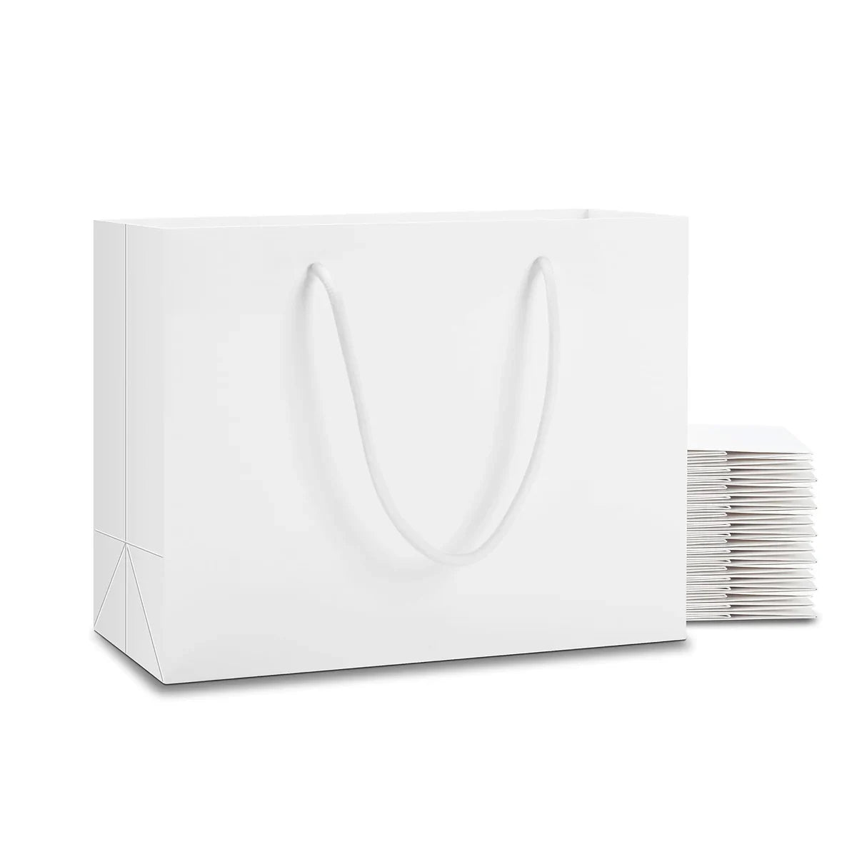 50pcs Kraft Paper Gift Bags Blank Custom Handbags