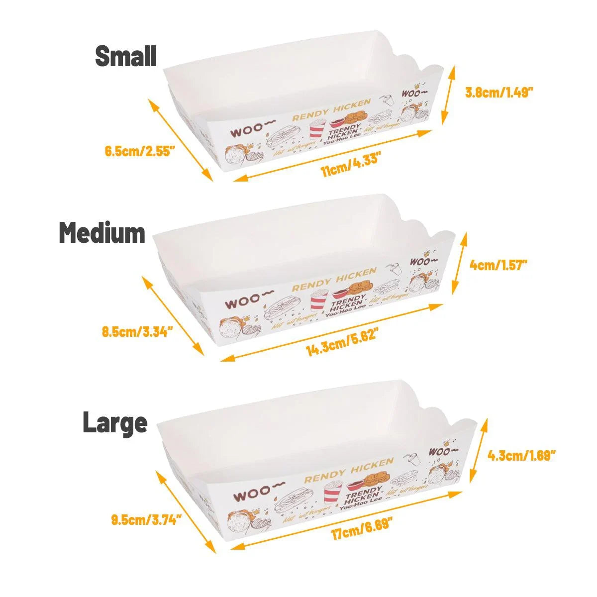 Disposable Paper Food Trays Boats for Hot Dog Taco 100PCS