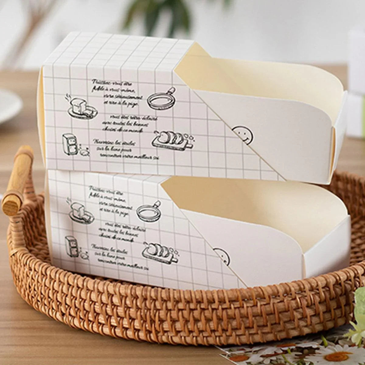 Sandwich Packing Box Paper Tray Takeaway Food Storage 50PCS