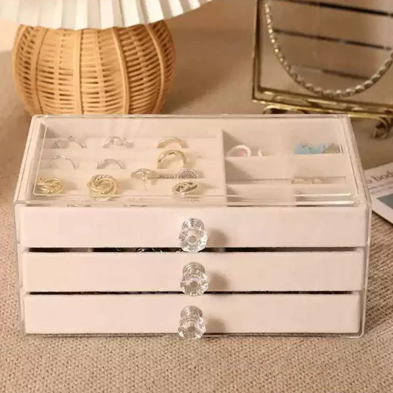 3 Layered Acrylic Jewellery Storage Drawer Case 1PC 2Colours 23.5x13.5x11cm - Discount Packaging Warehouse