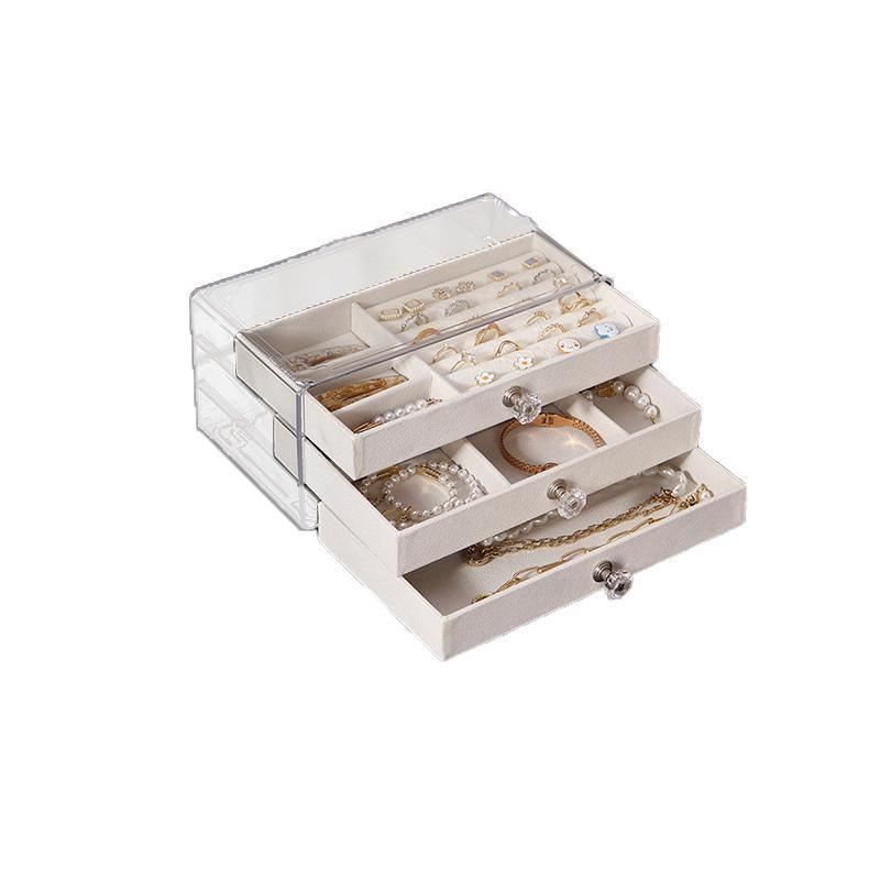 3 Layered Acrylic Jewellery Storage Drawer Case 1PC 2Colours 23.5x13.5x11cm - Discount Packaging Warehouse