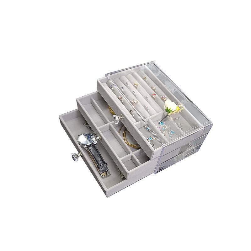 3 Layered Acrylic Jewellery Storage Drawer Case 1PC 2Colours 23.5x13.5x11cm - Discount Packaging Warehouse