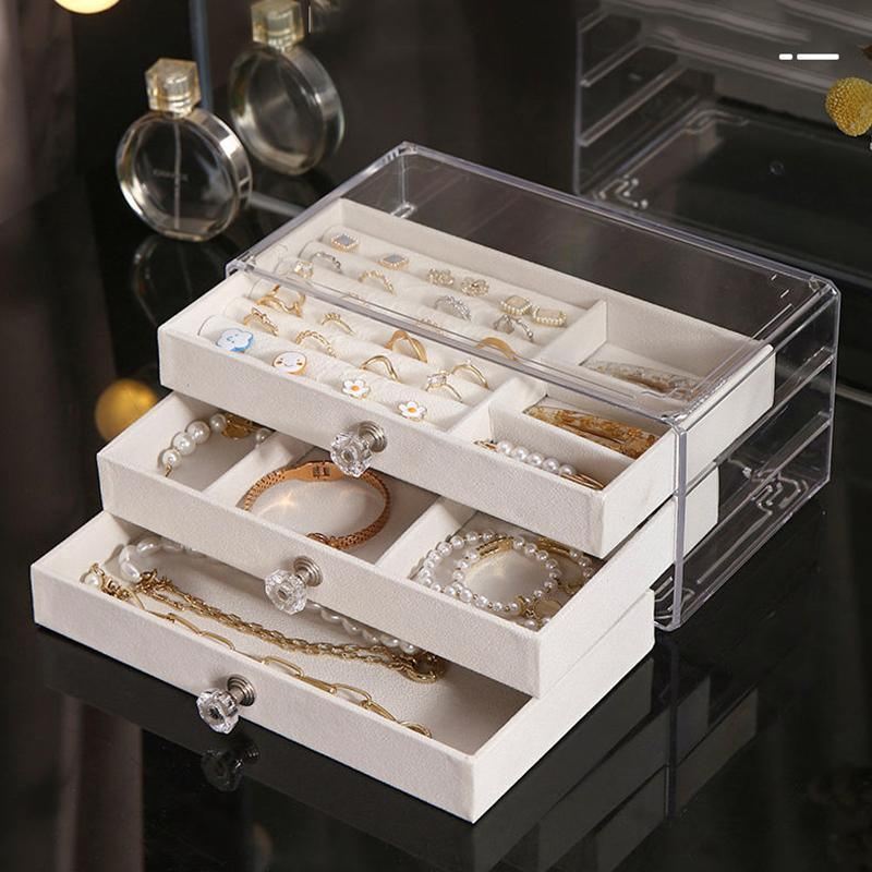 3 Layered Acrylic Jewellery Storage Drawer Case 1PC 2Colours 23.5x13.5x11cm - Discount Packaging Warehouse