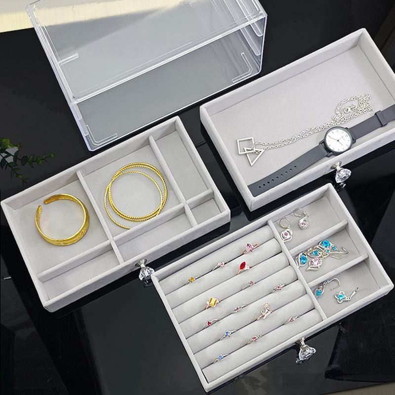 3 Layered Acrylic Jewellery Storage Drawer Case 1PC 2Colours 23.5x13.5x11cm - Discount Packaging Warehouse
