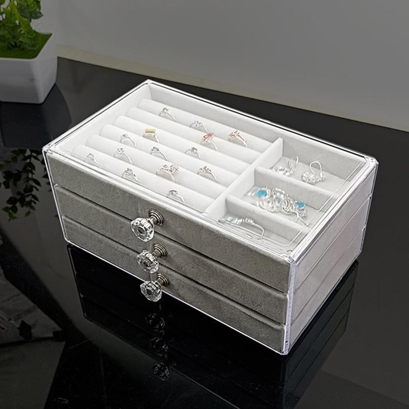 3 Layered Acrylic Jewellery Storage Drawer Case 1PC 2Colours 23.5x13.5x11cm - Discount Packaging Warehouse