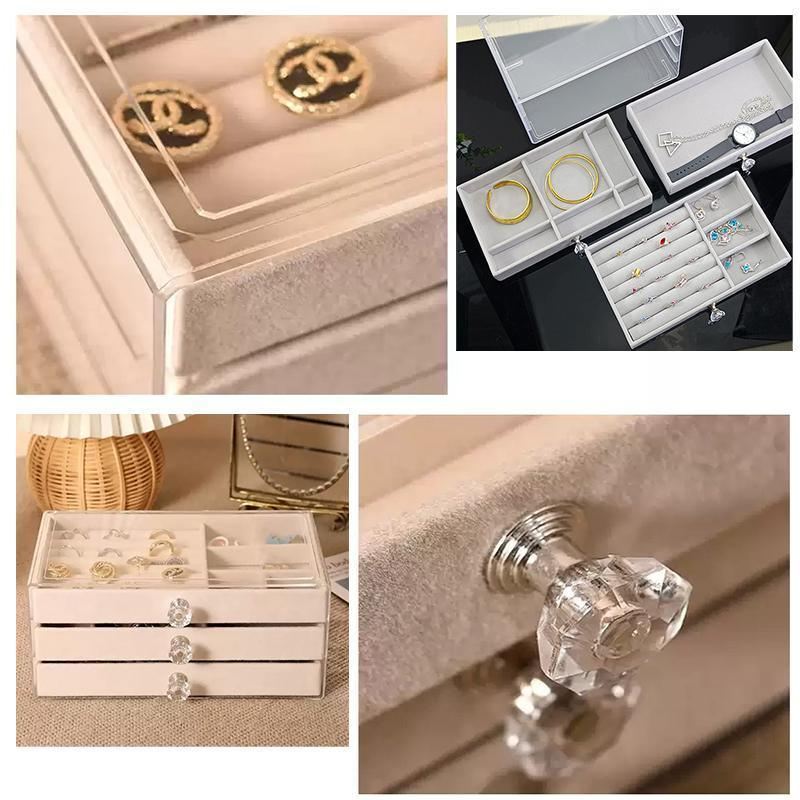 3 Layered Acrylic Jewellery Storage Drawer Case 1PC 2Colours 23.5x13.5x11cm - Discount Packaging Warehouse
