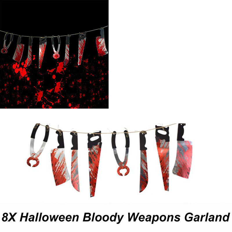 8 Pcs Hanging Bloody Knives Halloween Garland Decoration