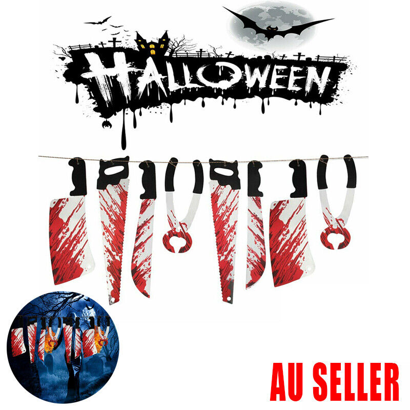 8 Pcs Hanging Bloody Knives Halloween Garland Decoration