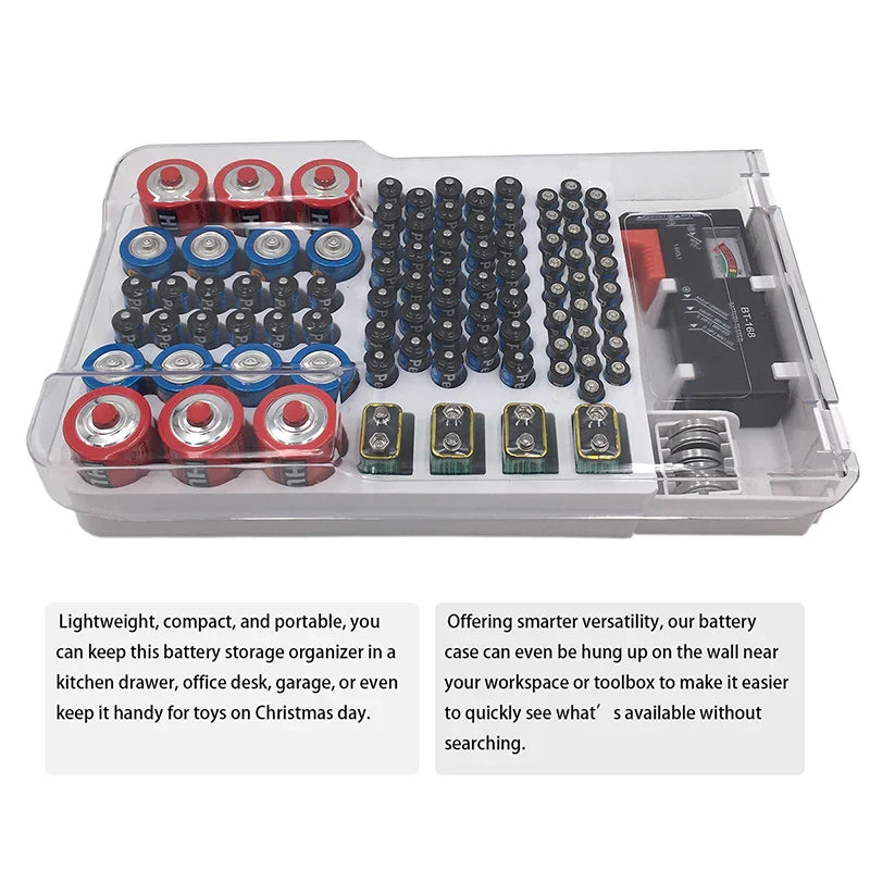 93 Slot Battery Storage Organizer Holder with Tester