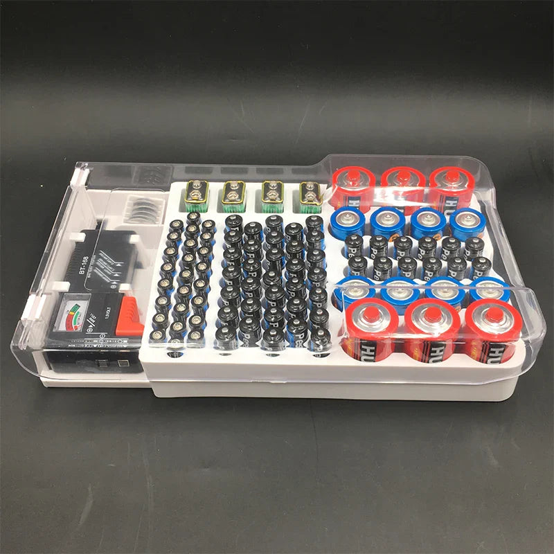 93 Slot Battery Storage Organizer Holder with Tester