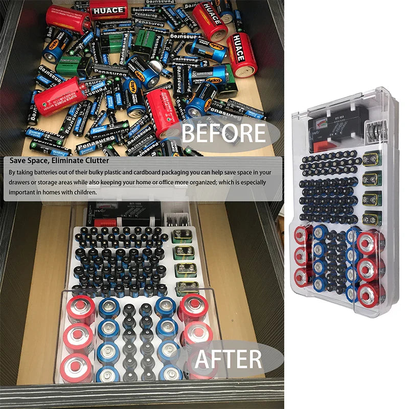 93 Slot Battery Storage Organizer Holder with Tester