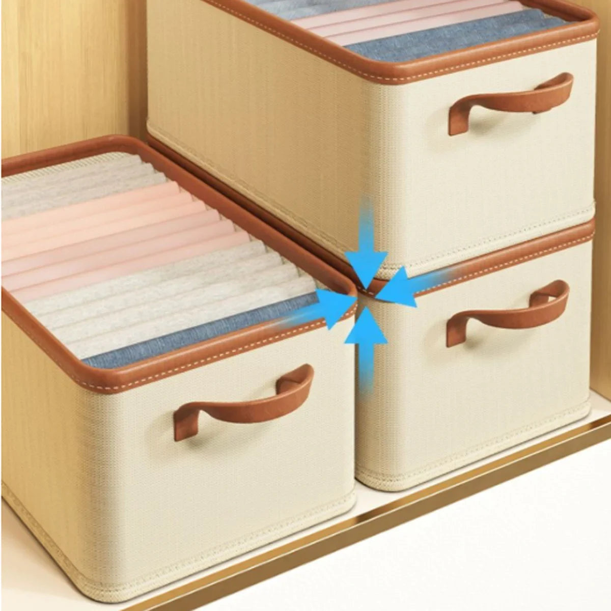 3pcs Folding Storage Boxes Clothes Organizer for Closet