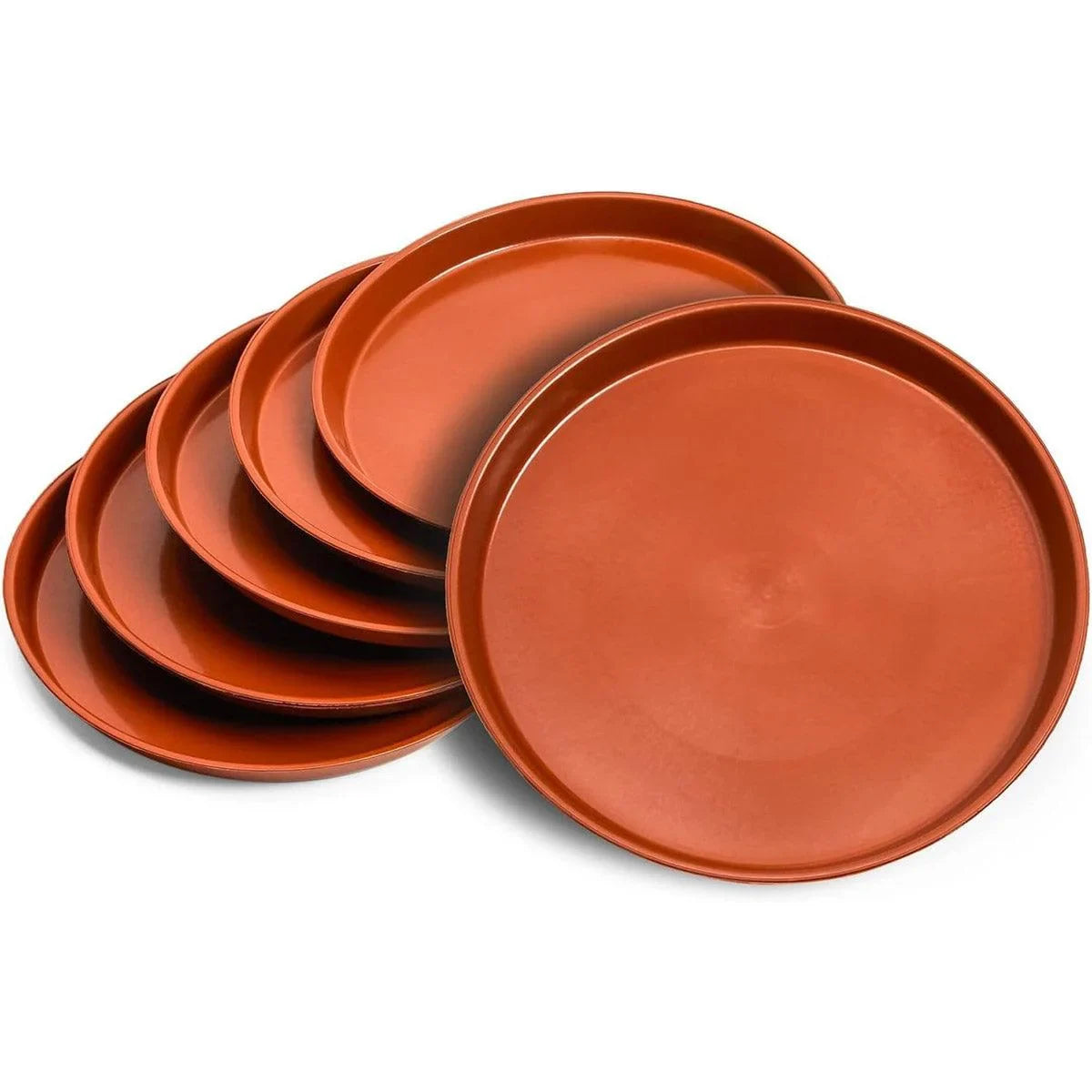 Plastic Flower Pots and Trays Round Base 6PCS