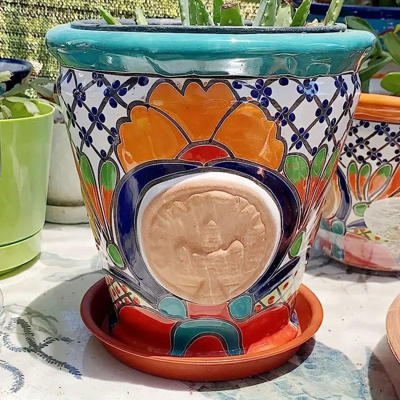 Plastic Flower Pots and Trays Round Base 6PCS