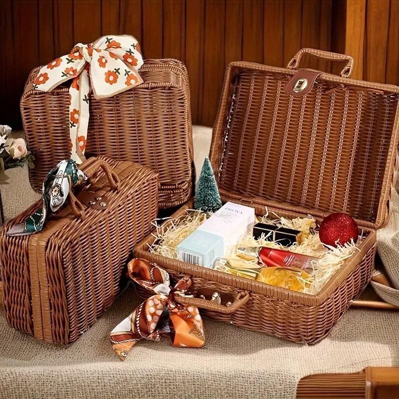 Rattan Organizer Woven Storage Boxes Suitcase 1Pack