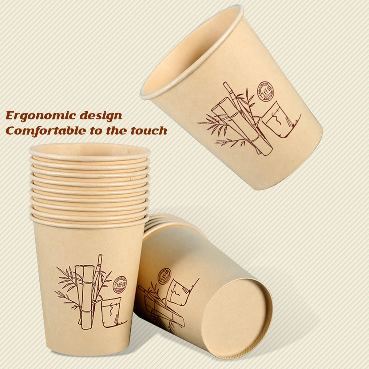 500PCS 9oz Bamboo Pulp Disposable Paper Coffee Cups