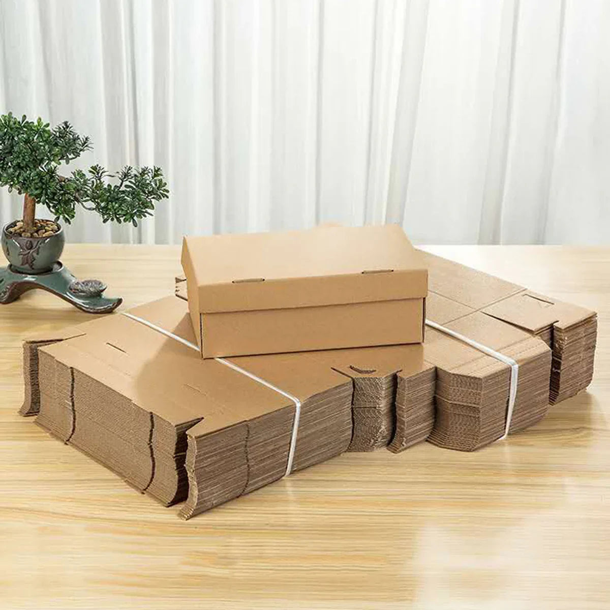 20pcs Kraft Paper Shoe Boxes Clamshell Storage Organizer