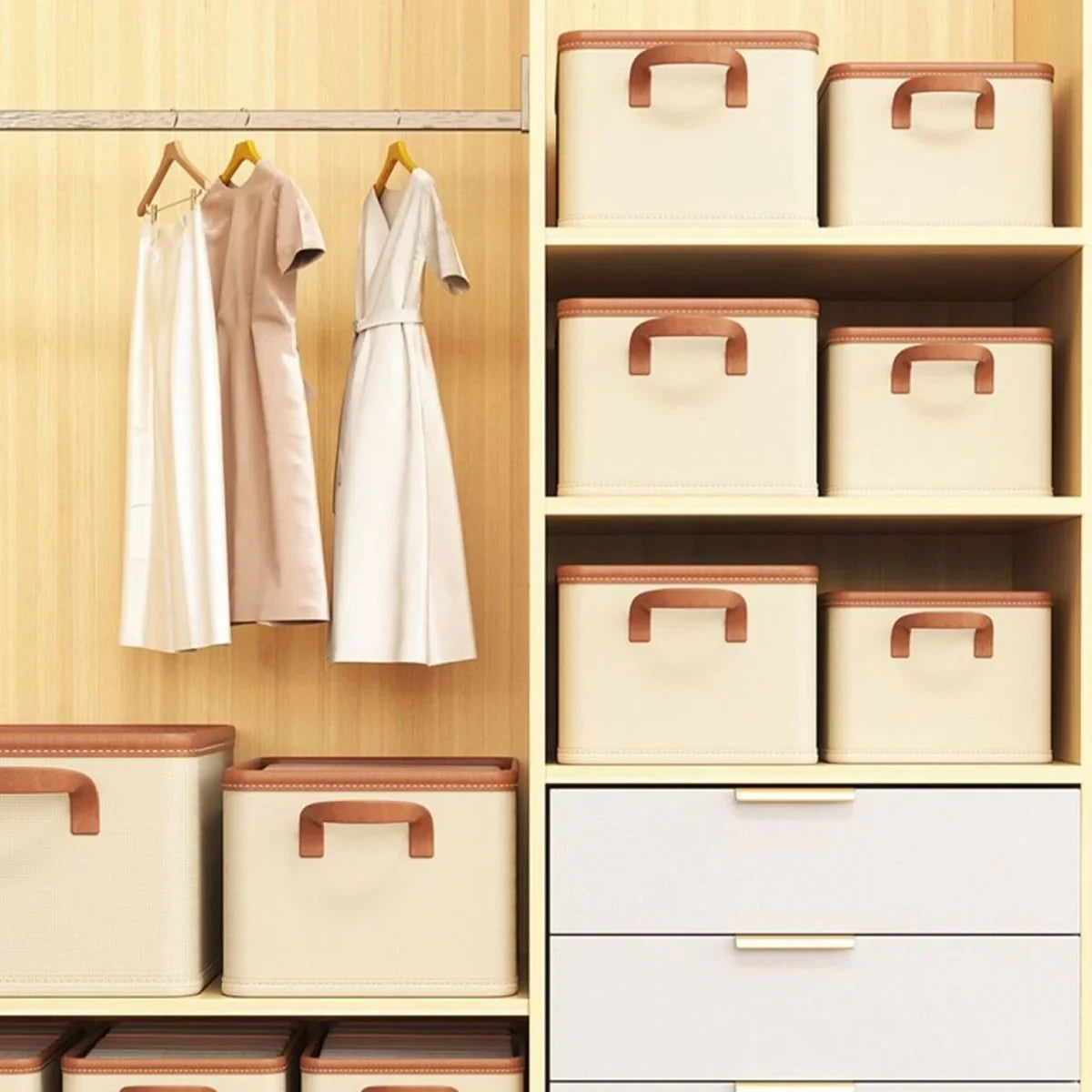 3pcs Folding Storage Boxes Clothes Organizer for Closet