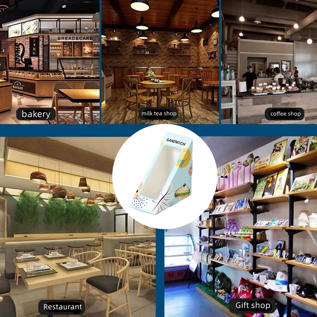 Triangle Sandwich Boxes Kraft Packing 100PCS