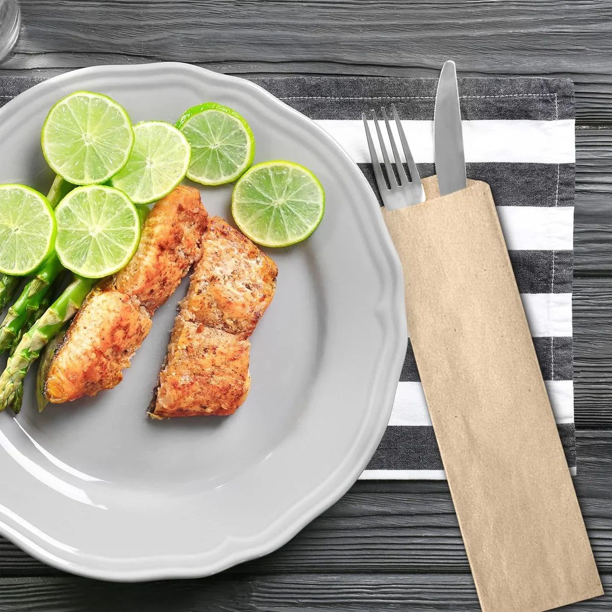 100pcs Paper Cutlery Bags Utensil Pouches for Restaurant