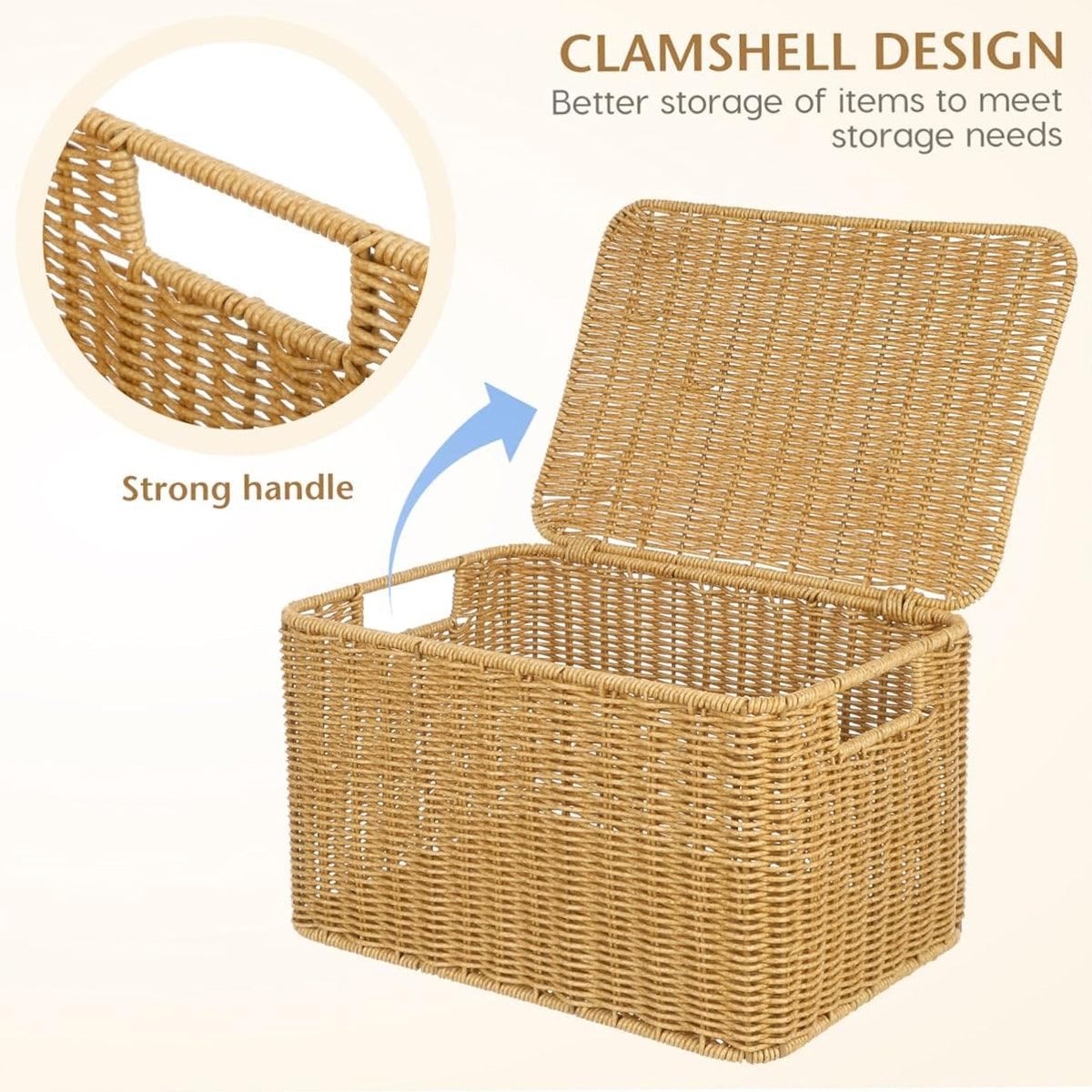 Faux Rattan Woven Basket Storage Box 1PC