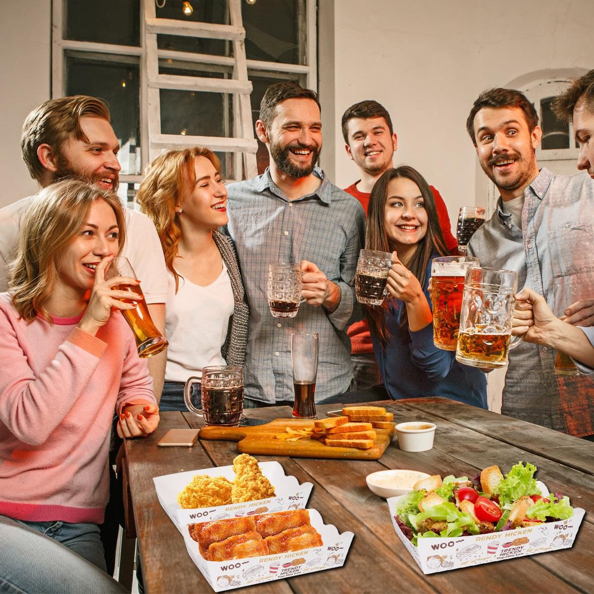 Disposable Paper Food Trays Boats for Hot Dog Taco 100PCS