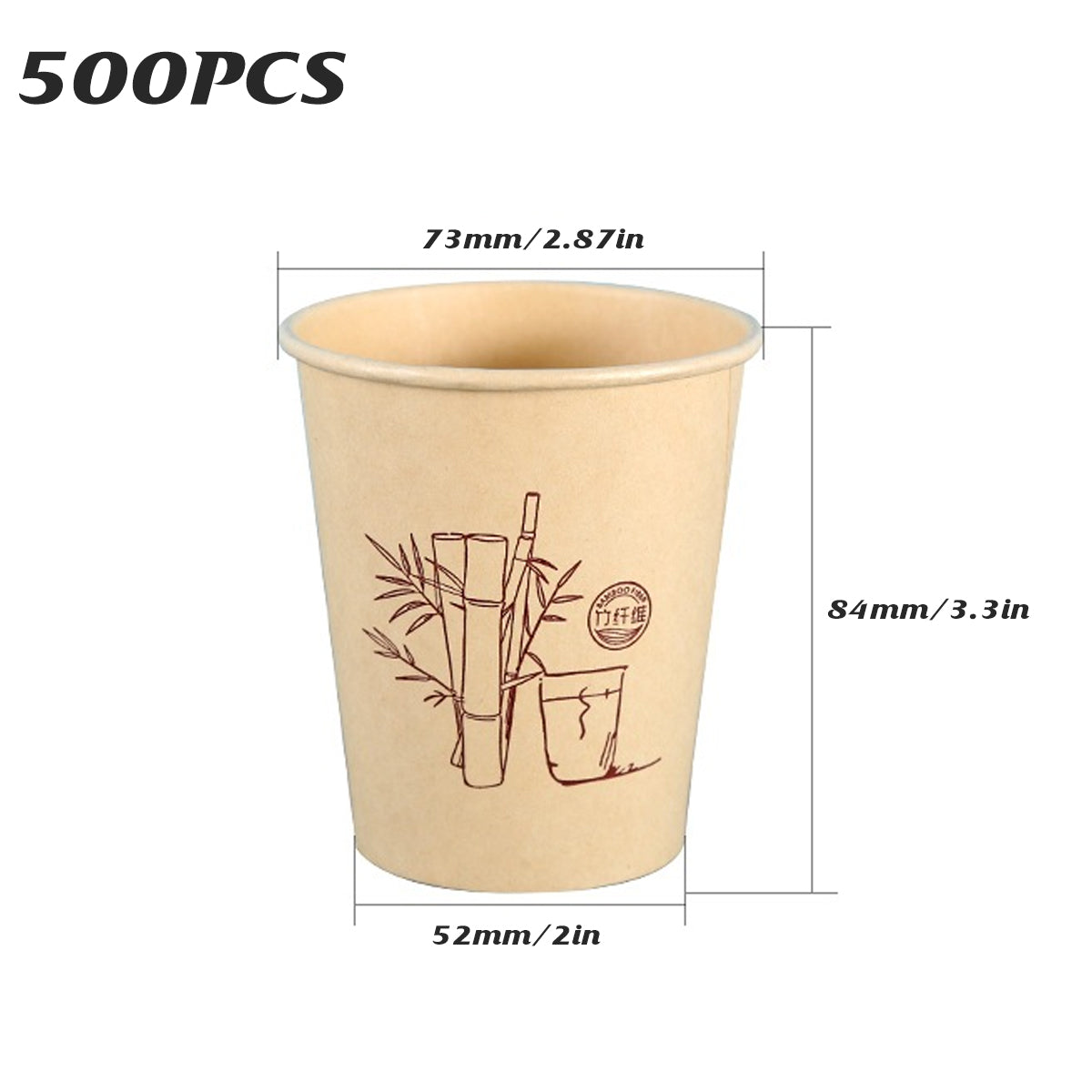 500PCS 9oz Bamboo Pulp Disposable Paper Coffee Cups