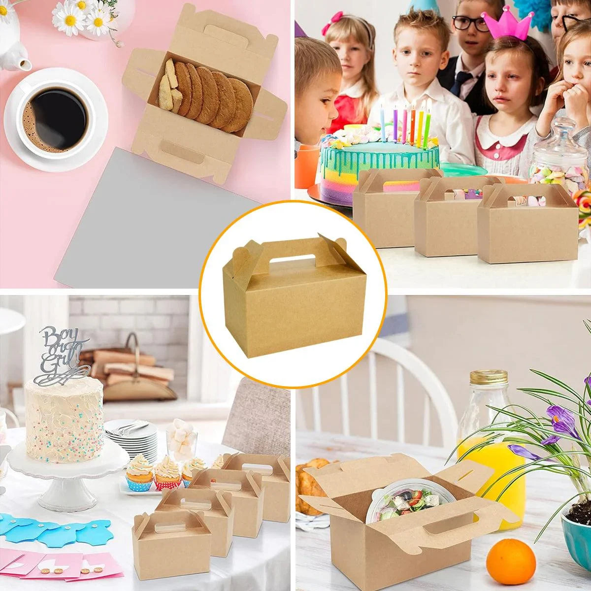 Kraft Paper Fried Chicken Box Takeaway Packaging Container 50PCS