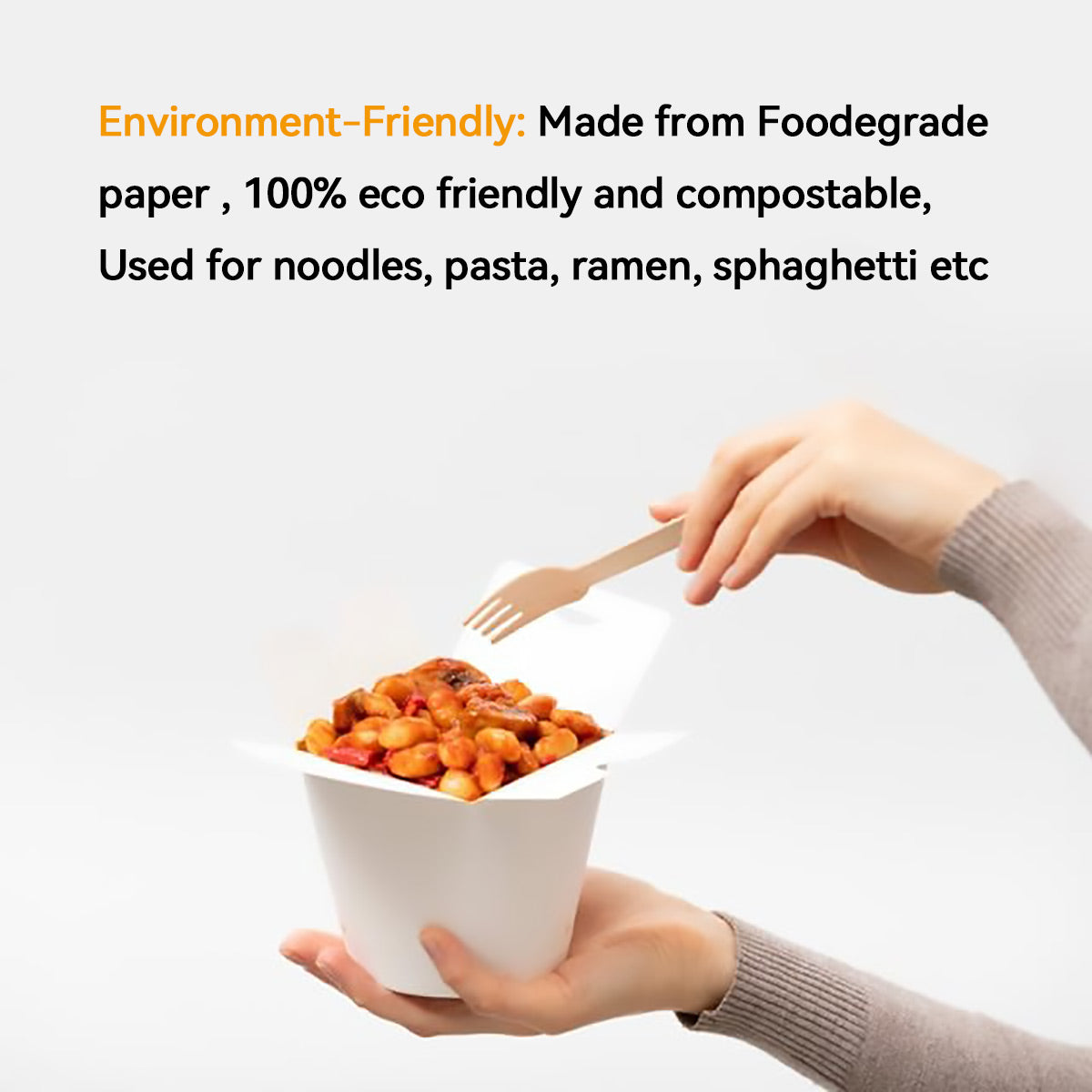 50PCS Disposable White Takeout Boxes Food Grade Leakproof Packaging