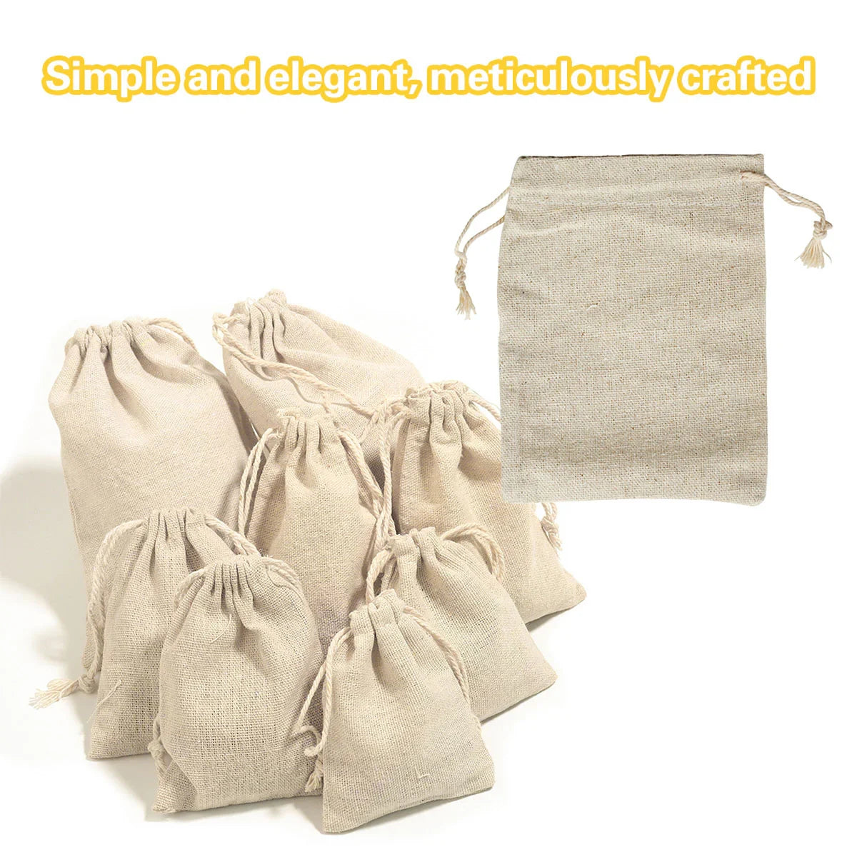 Drawstring Burlap Bag 8*10cm 10PCS Natural