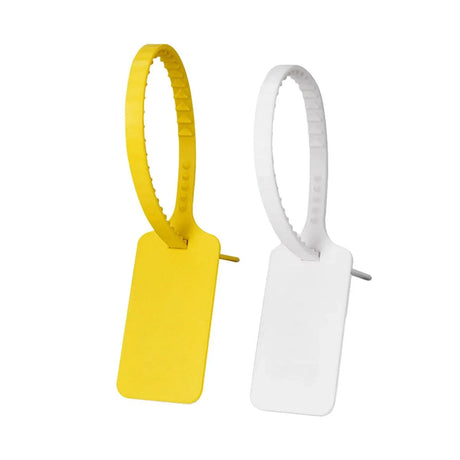 Secure your luggage, cargo, and storage with these durable plastic security seals. Featuring a tamper-evident metal clasp and adjustable fit for reliable protection.