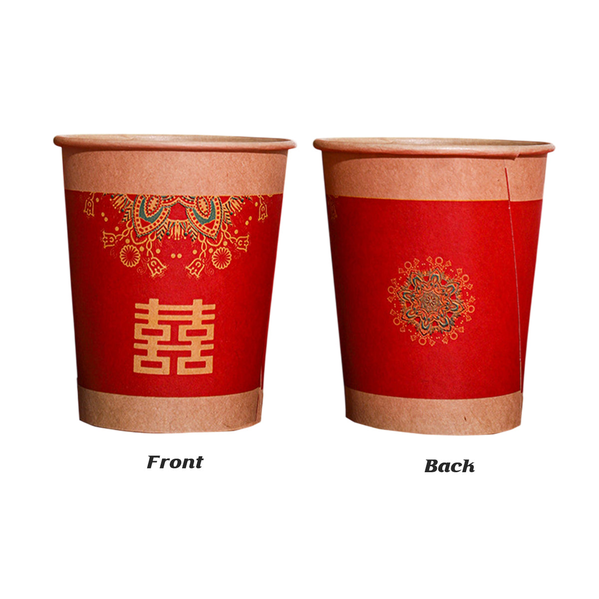 500PCS Double Happiness Printed Paper Cups Wedding Hot Cold Drink Cups