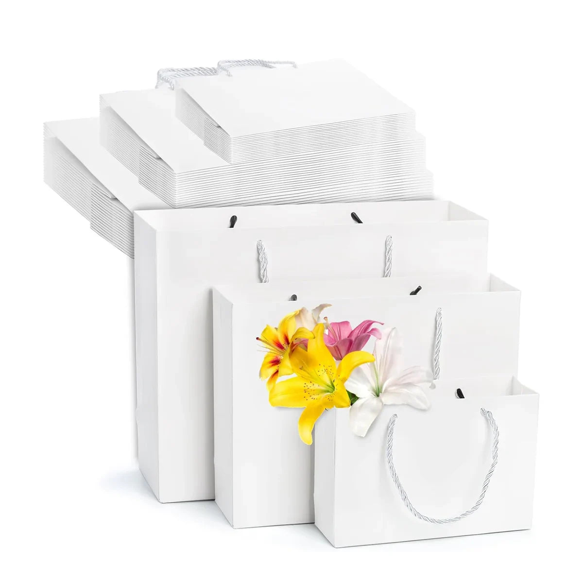 50pcs Kraft Paper Gift Bags Blank Custom Handbags