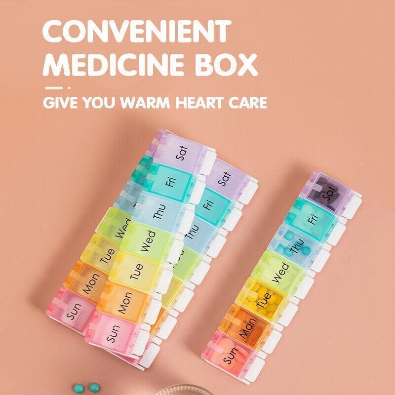 7-Day Pill Box 1PC 22.2x5.7x2.5cm Weekly Medicine Tablet Case Organizer Dispenser - Discount Packaging Warehouse