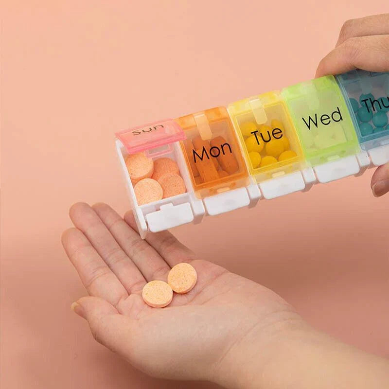 7-Day Pill Box 1PC 22.2x5.7x2.5cm Weekly Medicine Tablet Case Organizer Dispenser - Discount Packaging Warehouse