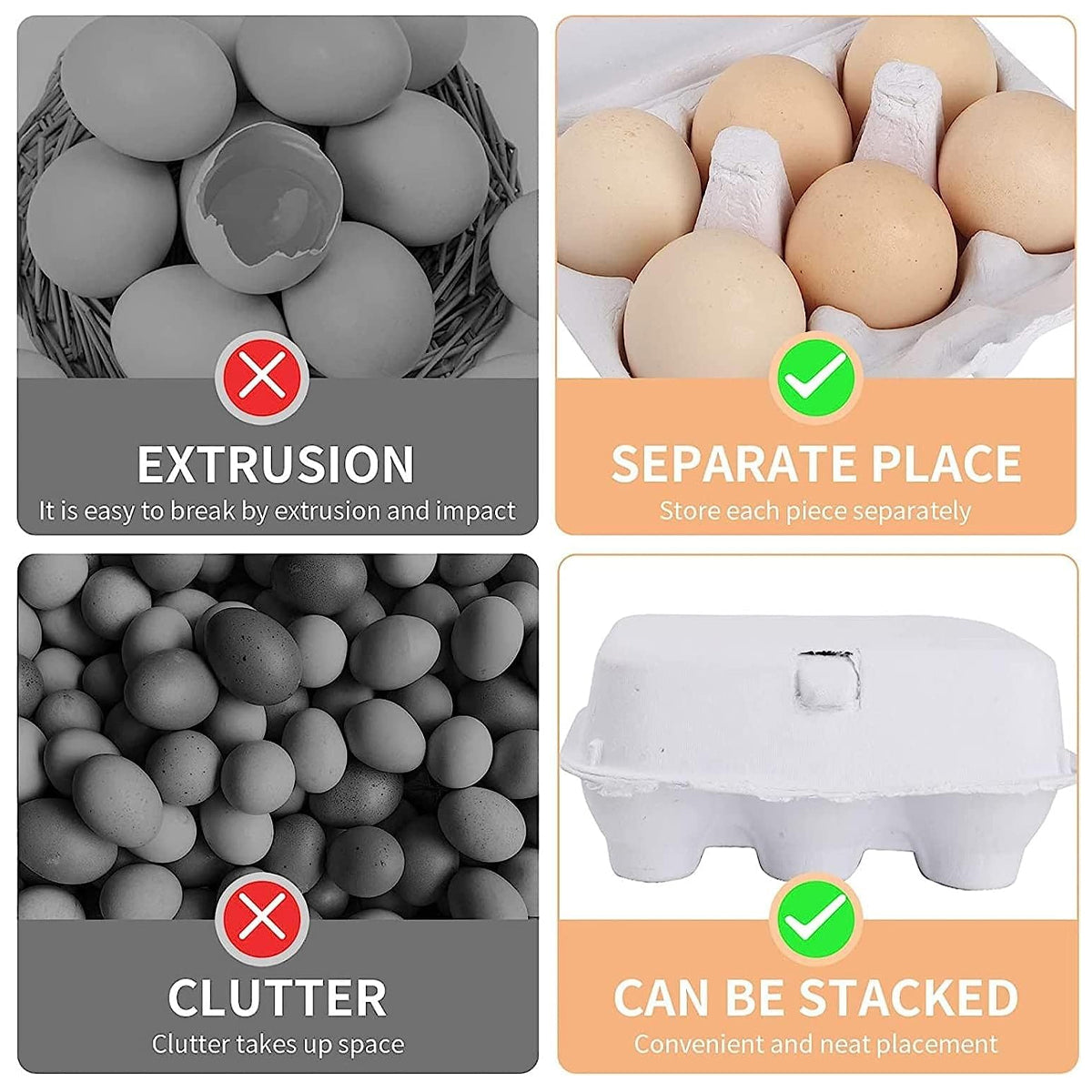 200PCS 6 Slot Paper Egg Trays Molded Pulp Egg Packaging Trays