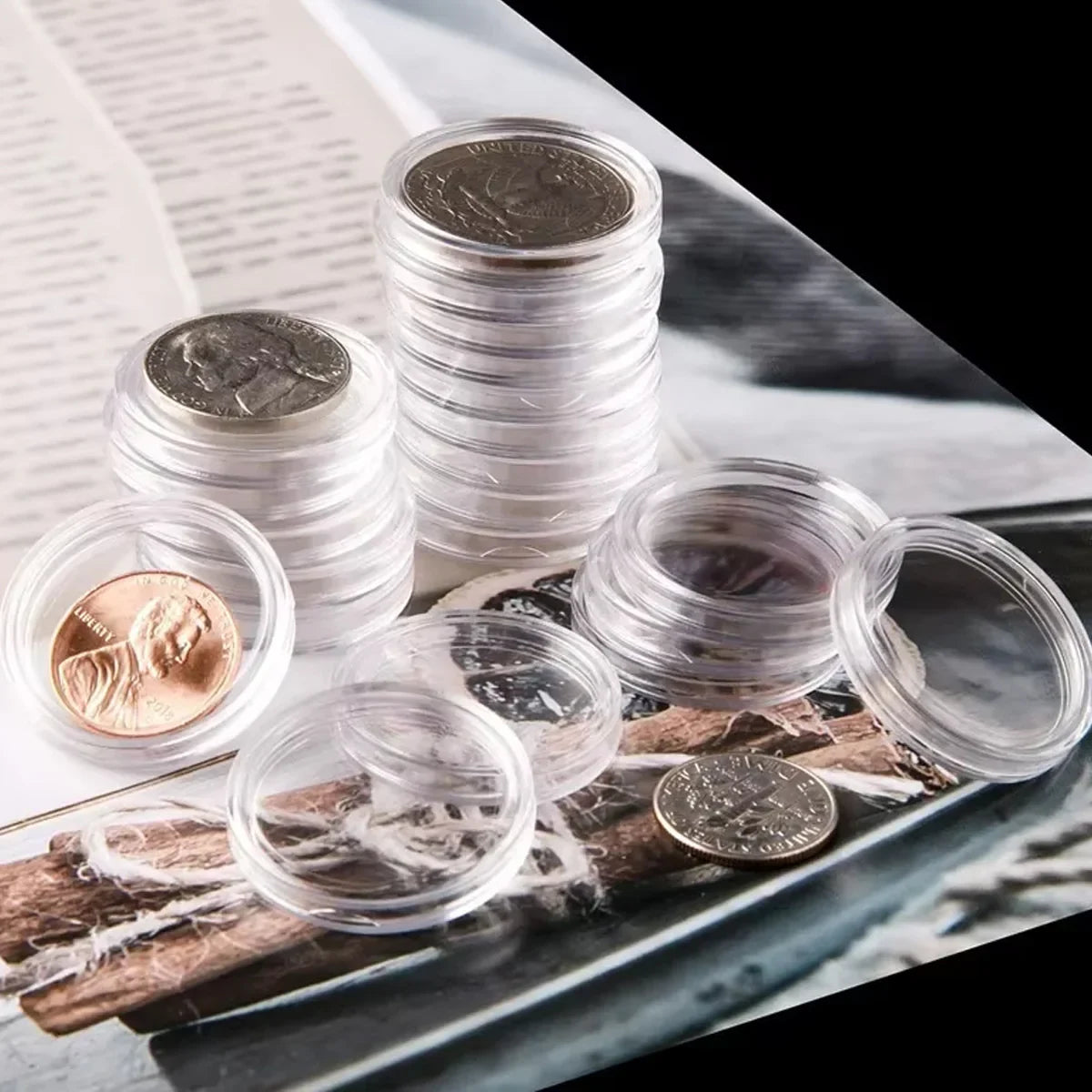 100pcs 40mm Round Coin Boxes Storage Protection Case