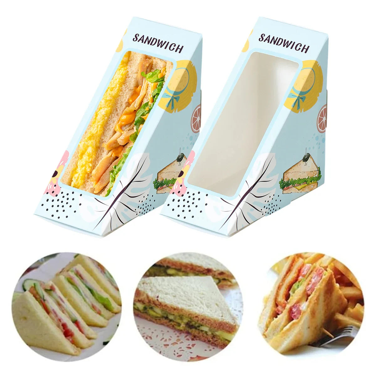 Triangle Sandwich Boxes Kraft Packing 100PCS