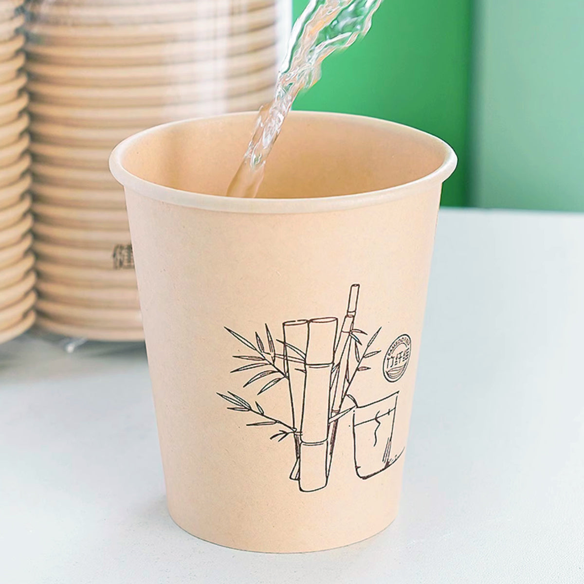 500PCS 9oz Bamboo Pulp Disposable Paper Coffee Cups