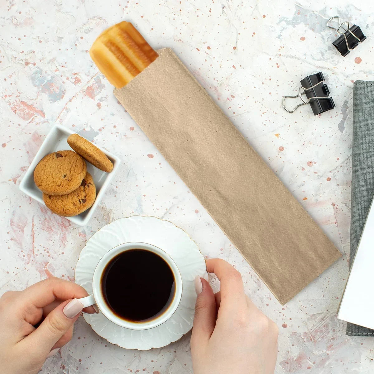 100pcs Paper Cutlery Bags Utensil Pouches for Restaurant