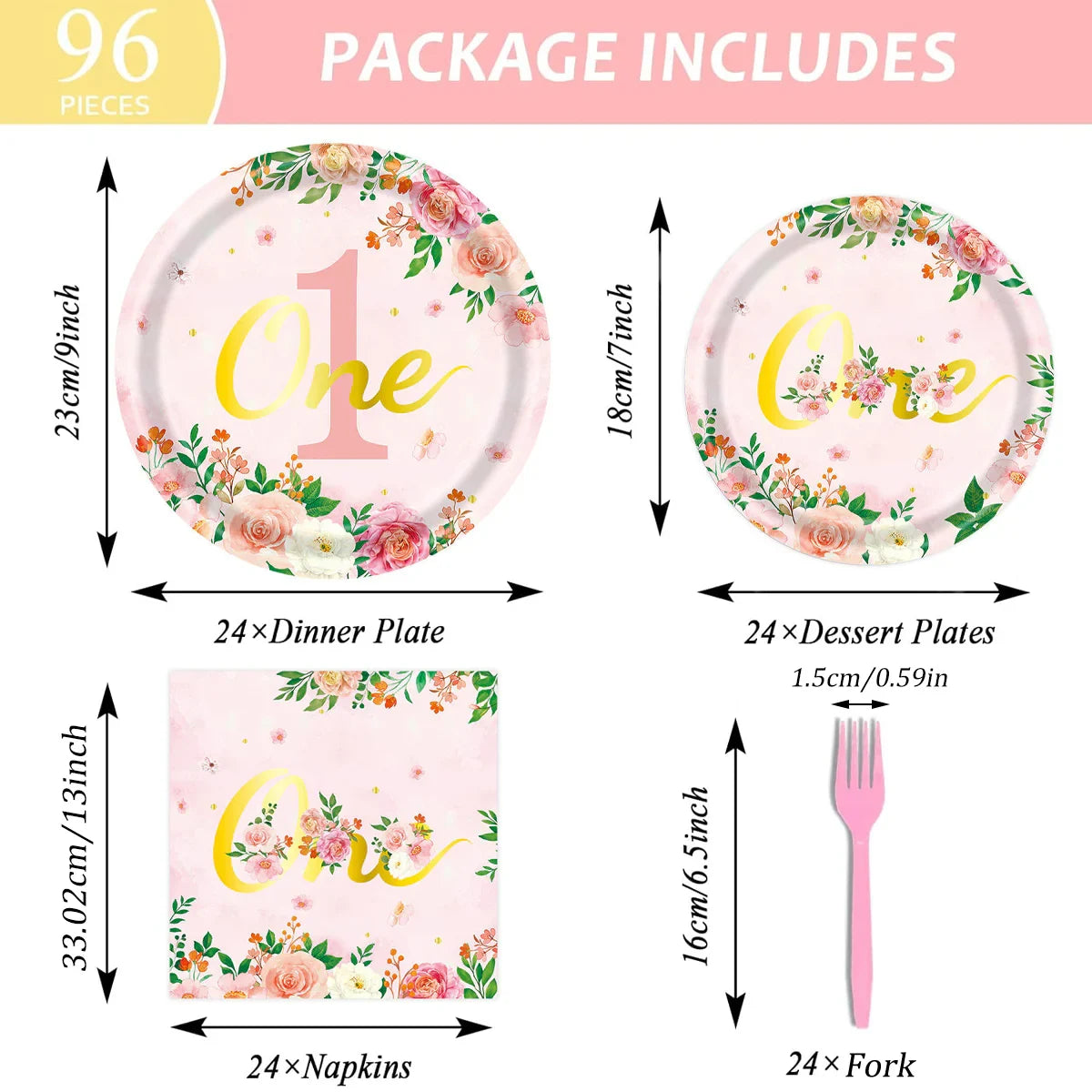 1-year-old Birthday Party Paper Plate Tableware 1Set